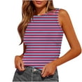 thumbnail image 1 of fatyb Womens Slim Striped Tank Tops Sleeveless Crewneck Ruched Blouses Summer Casual Basic Tee Tops, 1 of 5