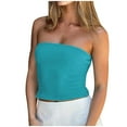 thumbnail image 1 of fatyb Womens Strapless Crop Tops Ribbed Going out Bandeau Shirts Slim Stretch Summer Basic Short Shirt, 1 of 7
