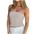 thumbnail image 1 of fatyb Womens Strapless Crop Tops Ribbed Going out Bandeau Shirts Slim Stretch Summer Basic Short Shirt, 1 of 7
