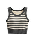 thumbnail image 1 of fatyb Womens Striped Tank Tops with Built in Bra Cropped Sleeveless Going out Padded Summer T Shirts, 1 of 3