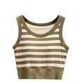 thumbnail image 1 of fatyb Womens Striped Tank Tops with Built in Bra Cropped Sleeveless Going out Padded Summer T Shirts, 1 of 5