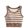 thumbnail image 1 of fatyb Womens Striped Tank Tops with Built in Bra Cropped Sleeveless Going out Padded Summer T Shirts, 1 of 3