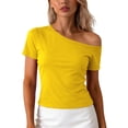 thumbnail image 1 of fatyb Womens Summer Tops off the Shoulder Short Sleeve T-Shirts Summer Casual Going out Tee for Women, 1 of 6