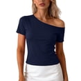 thumbnail image 1 of fatyb Womens Summer Tops off the Shoulder Short Sleeve T-Shirts Summer Casual Going out Tee for Women, 1 of 6