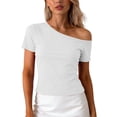 thumbnail image 1 of fatyb Womens Summer Tops off the Shoulder Short Sleeve T-Shirts Summer Casual Going out Tee for Women, 1 of 6