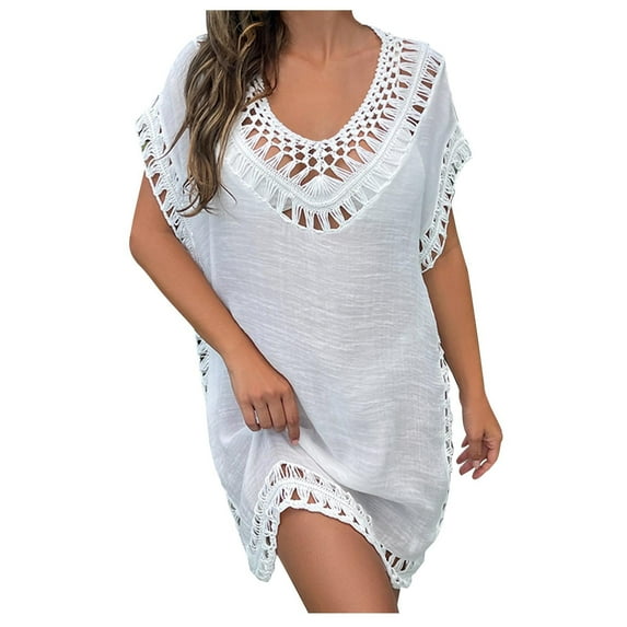 fatyb Womens Swimsuit Cover up Hollow out Bathing Suit Beach Coverups Dress Bikini Wear Vacation Outfits
