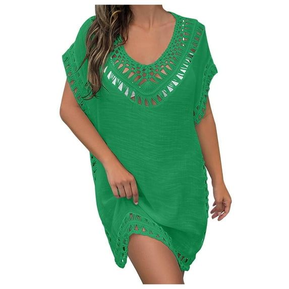 fatyb Womens Swimsuit Cover up Hollow out Bathing Suit Beach Coverups Dress Bikini Wear Vacation Outfits