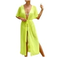 thumbnail image 1 of fatyb Womens Swimsuit Coverup Mesh See Through Bathing Suit Long Cardigan Open Front Cover up with Drawstring, 1 of 7