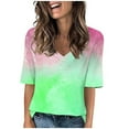 thumbnail image 1 of fatyb Womens T Shirt Short Sleeve V Neck Top Trendy Color Block Plus Size Tshirts Soft Casual Summer Tees, 1 of 4