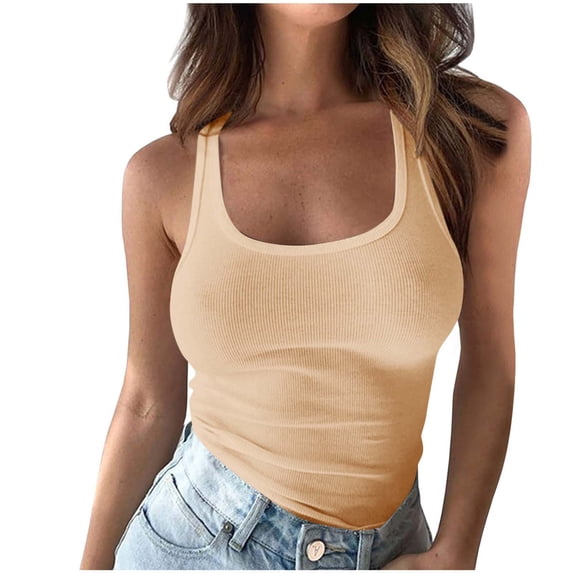 fatyb Womens Tank Tops Square Neck Summer Sleeveless Ribbed Slim Going out Shirts Casual Basic Tank Tees