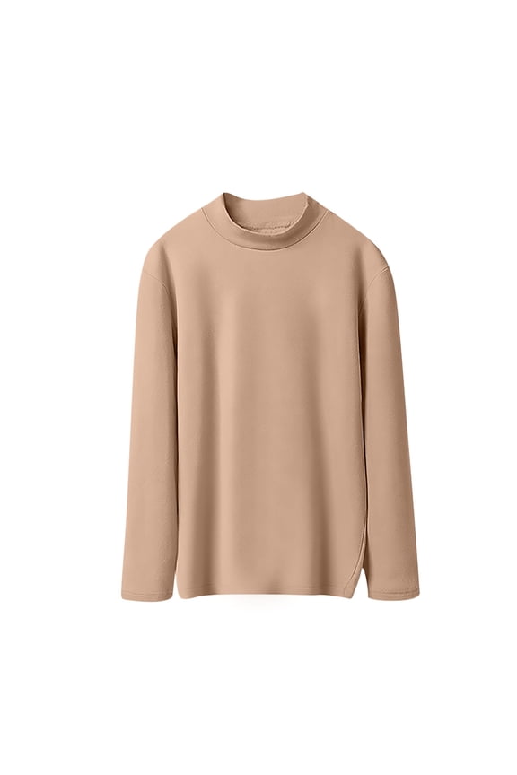 Womens Thermal Cotton T Shirts Mock Neck Warm Tee Blouses Long Sleeve Casual Comfy Undershirts