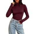 thumbnail image 1 of fatyb Womens Turtleneck Tops Long Sleeve Thermal Base Layer Tee Soft Warm Undershirts with Thumb Holes, 1 of 7