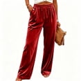 thumbnail image 1 of fatyb Womens Velour Pants Wide Leg Drawstring Velvet Trousers Dressy Business Work Pants with Pockets, 1 of 6