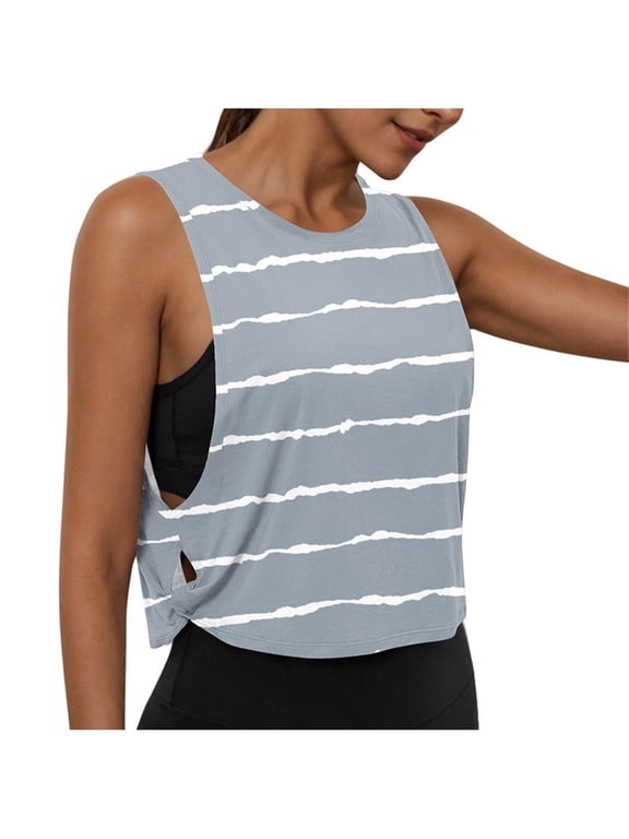 Womens Workout Tank Tops Open Side Crop Athletic Shirts Sleeveless Running Basic Tees Activewear