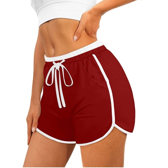 fatyb Workout Shorts Womens Casual Drawstring Biker Running Sports Shorts Lounge Lightweight Beach Shorts