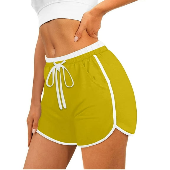 fatyb Workout Shorts Womens Casual Drawstring Biker Running Sports Shorts Lounge Lightweight Beach Shorts
