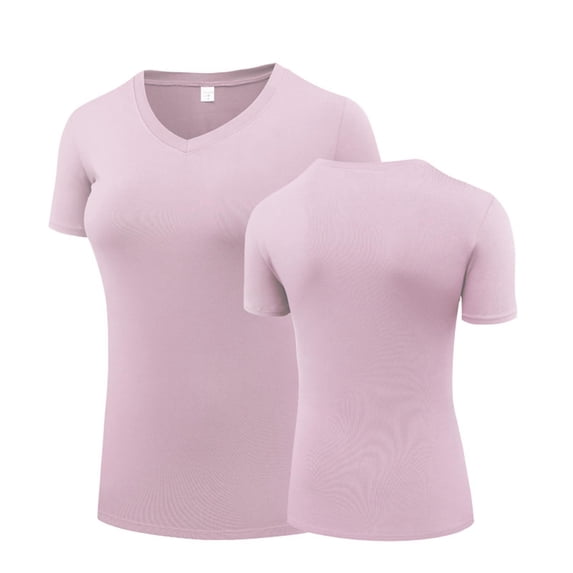 fatyb Workout T-Shirts for Women V Neck Quick Dry Yoga Tee Shirts Short Sleeve Athletic Running Tops