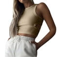 thumbnail image 1 of fatyb Workout Tank Top for Women Crew Neck Ribbed Tank Tees Backless Tight Sleeveless Basic Shirts, 1 of 6