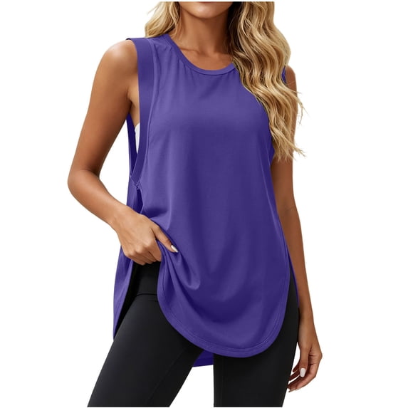 fatyb Workout Tank Tops for Women Open Side Sleeveless Yoga Shirts Loose Athletic Running Muscle Tee