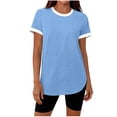 thumbnail image 1 of fatyb Workout Tops for Women Short Sleeve Color Block Running Shirts Womens Lightweight Athletic Tee, 1 of 7