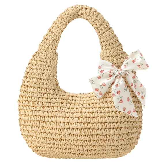 fauson Beach Bags for Women - Handmade Straw Clutch Purses for Women Handbag Zip Closure Tote Bag Lightweight