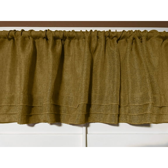 faux burlap window valance 58 wide dark gold with pleated ruffles