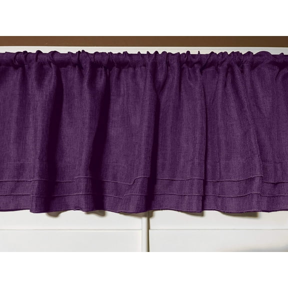 faux burlap window valance 58 wide eggplant with pleated ruffles