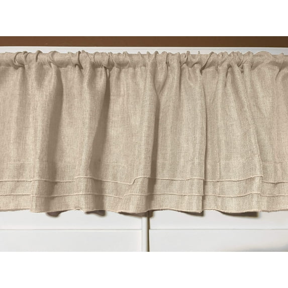 faux burlap window valance 58 wide ivory with pleated ruffles