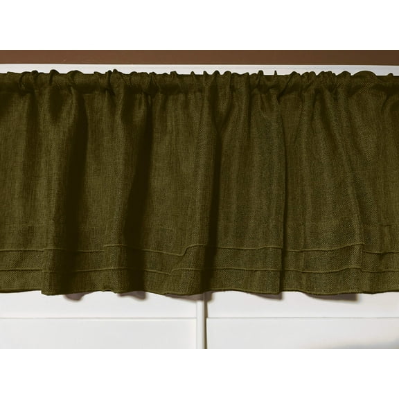 faux burlap window valance 58 wide olive with pleated ruffles