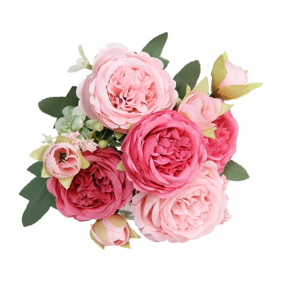 Faux Flowers Artificial Flowers 5 Heads Persian Rose Faux Flowers Bouquet New Double forHome Decor Wedding Centerpiece Realistic Silk Roses Table Decoration Vase Arrangement Elegant Display