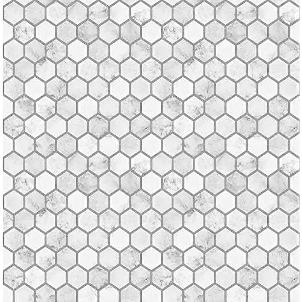 faux marble hexagon peel and stick wallpaper (carrara & argos grey
