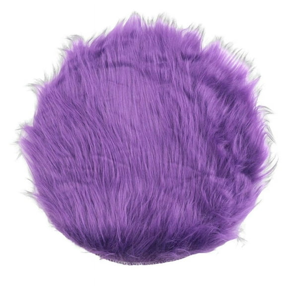 faux sheepskin wool carpet 30 x 30 cm Fluffy soft longhair decorative carpet cushion Chair sofa mat (Round purple)