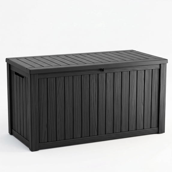 fazzn 150 Gallon Resin Deck Box Waterproof Outdoor Storage Box for Patio Furniture Pool Accessories Indoor Storage for Cushion Garden Tools (Black)