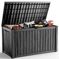 thumbnail image 1 of fazzn 180 Gallon Resin Deck Box Waterproof Outdoor Storage Box for Patio Furniture Pool Accessories Indoor Storage for Cushion Garden Tools (Black), 1 of 7