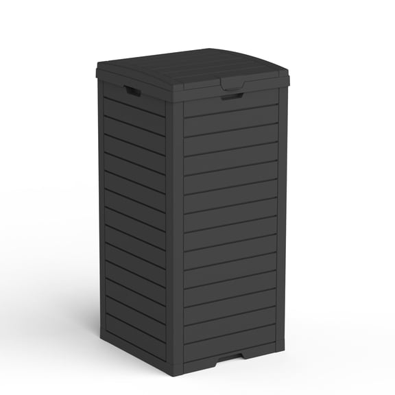 fazzn 38 Gallon Commercial Outdoor Trashcan Hideaway with Lid for 30 to 35 Gallon Trash Bags for Garage, Backyard, or Garden, Brown/Black
