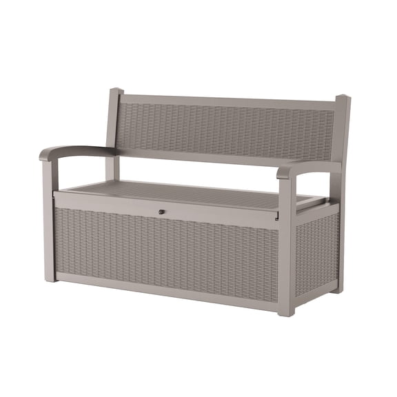 fazzn 80-Gallon Storage Bench Deck Box for Patio Storage, Front Porch Decor, and Outdoor Seating – Ideal for Storing Garden Tools and Pool Floats (Brown)