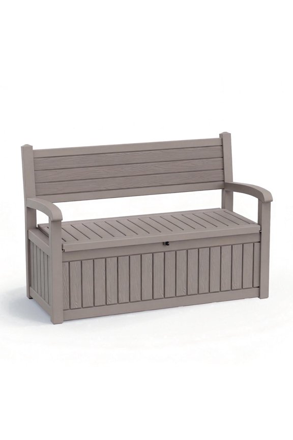 80 Gallon Storage Bench Deck Box for Patio Storage, Front Porch Decor, and Outdoor Seating – Perfect for Storing Garden Tools and Pool Floats (Brown )