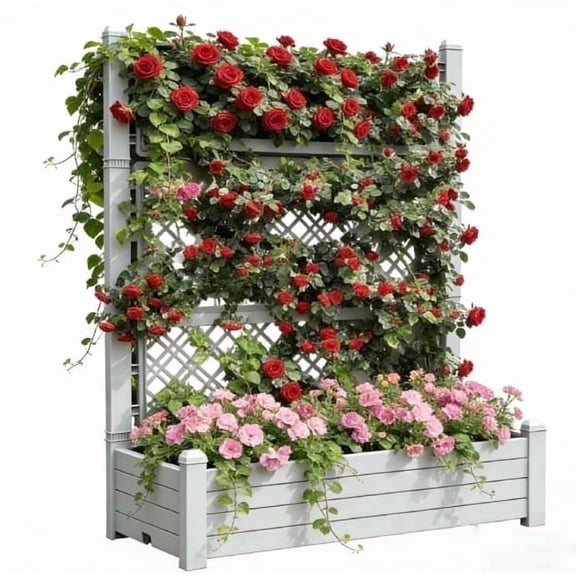 Fazzn Horticulture Raised Garden Bed Outdoor,Resin Plant Stand for Flowers Vegetables Herbs in Backyard, Patio, Balcony (Ashen).Father's Day Gift