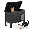 thumbnail image 1 of fazzn Outdoor Cat House X-Large: Weather Resistant, Raised Floor, Dual Waterproof Flaps, 50% Bigger, Dimensions 31" L x 26.7" H.Black, 1 of 8