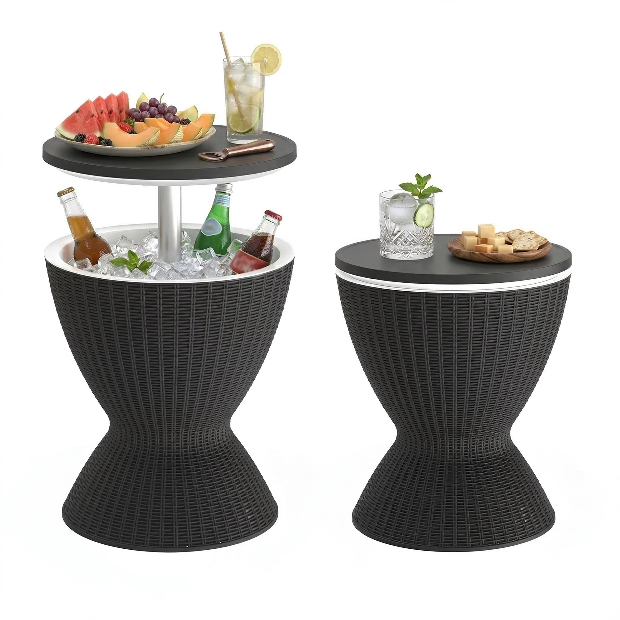 Fazzn  Outdoor Cooler Side Table - 3 in 1 - Designed for use as Outdoor Side Table, Patio Decor and Ice Chest.Black/Brown