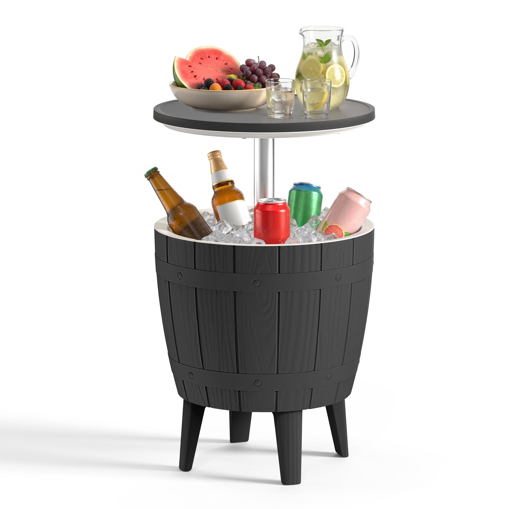 Fazzn  Outdoor Cooler Side Table - 3 in 1 - Designed for use as Outdoor Side Table, Patio Decor and Ice Chest.Black/Brown