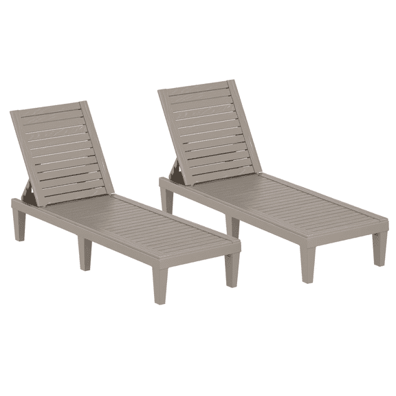 fazzn Patio Chaise Lounge Chair Set of 2, 75'' Long 5-Positions Adjustable Resin Outdoor Lounger for Pool, Suitable for lawns, balconies, and pool sides, Brown,Independence Day