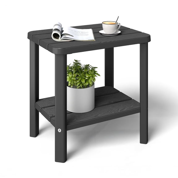 fazzn Square Coffee Table, 2-Tier Center Table with Storage, Tapered Legs, Curved Transitions, 16.46 Dia. x 16.46 H Inches, Easy Assembly, for Living Room,lawn, and balcony. Black