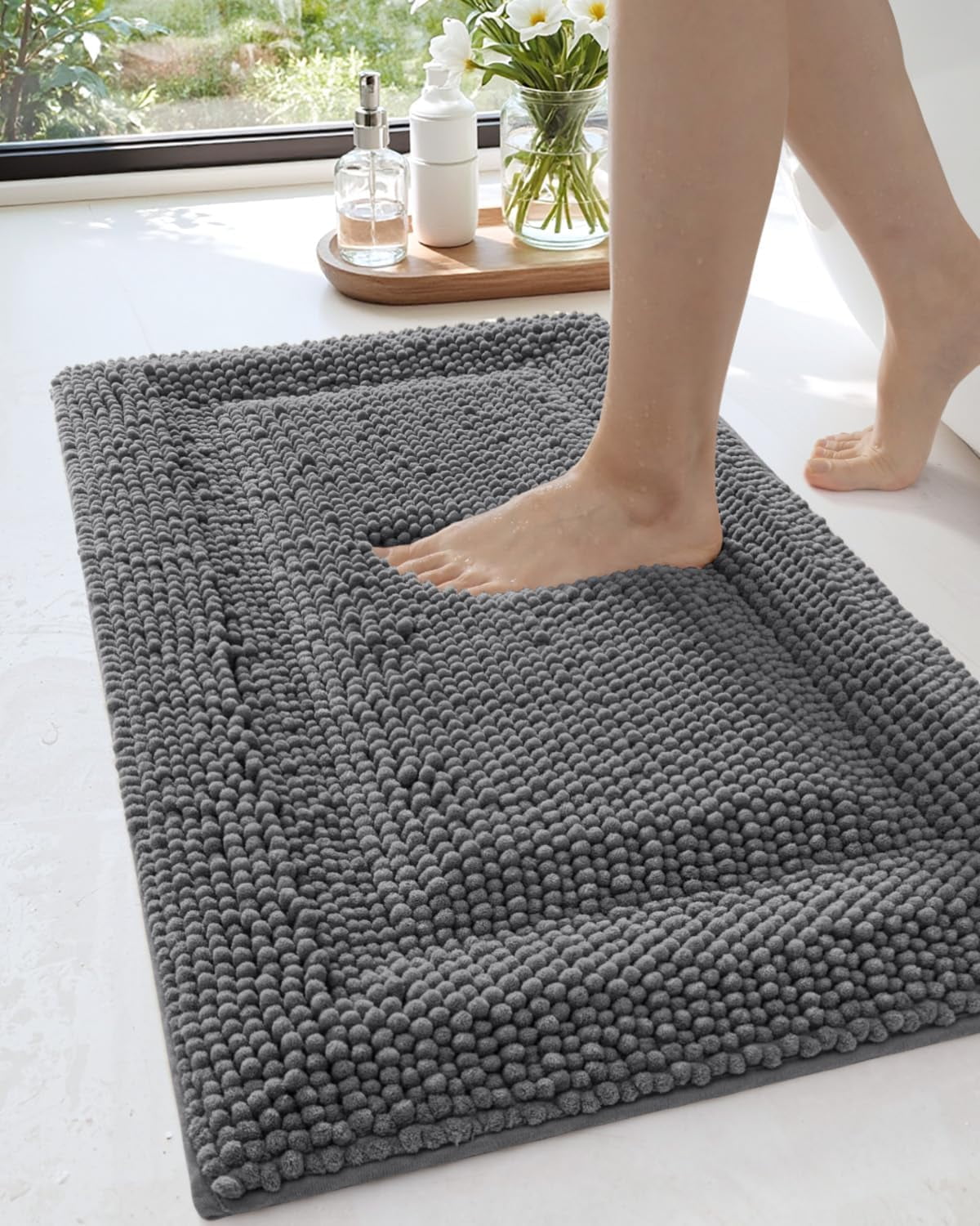 fdbtgysdb Bathroom Rug Chenille Mat 16x24 Soft Absorbent Washable Rugs ...