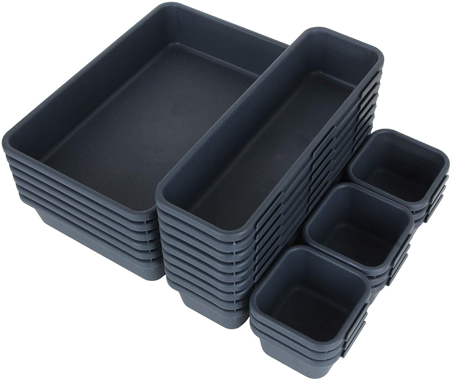 fdbtgysdb Set of 24 Desk Drawer Organizer Set Interlocking Shallow ...