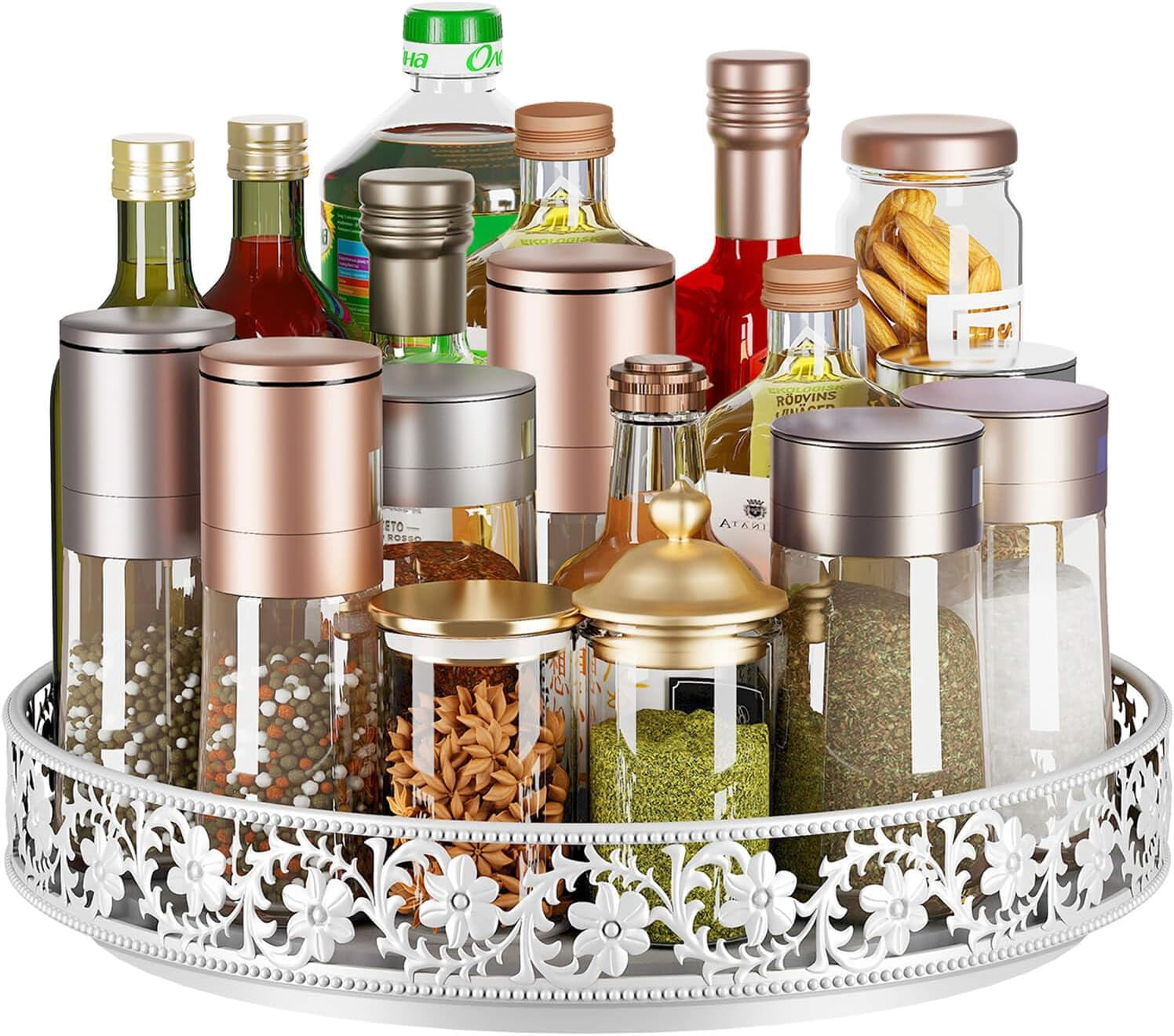 fdbtgysdb Two Tier Lazy Susan Organizer Turntable Height Adjustable 2 ...