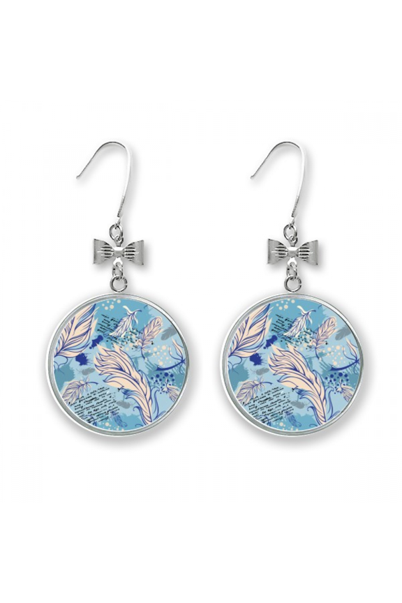 feather water ocean dot letter bow earrings drop stud pierced hook