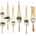 thumbnail image 1 of feedee Macrame Plant Hangers - 6 Pack, Brown, Indoor/Outdoor, 11.9 lbs Capacity, Ready to Hang, 1 of 15