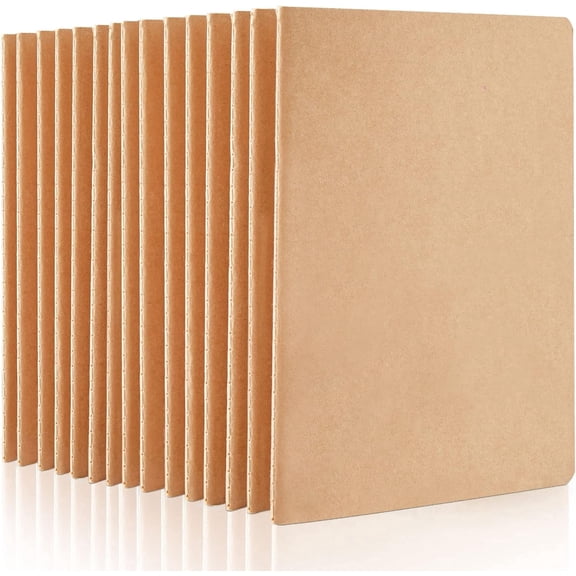 feela 15 Pack Blank Kraft Notebooks, Unlined Sketchbook Note Pad Travel Journal for Drawing Doodling Writing, Journal Bulk For Women Office Supplies, A5, 60 Pages, 8.3” X 5.5”