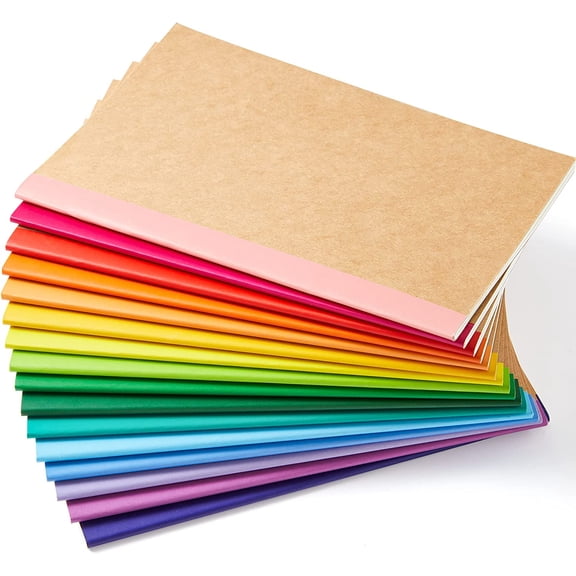 feela 16 Pack Composition Notebooks Bulk, Kraft Cover Lined Blank College Ruled Composition Travel Journals with Rainbow Spines For Women Business, 60 Pages, 8.3x 5.5, A5, 16 Colors